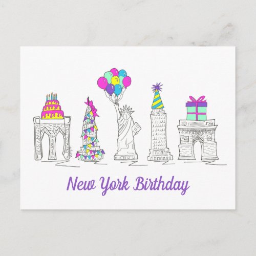 New York City NYC Landmarks Birthday Party Postcard