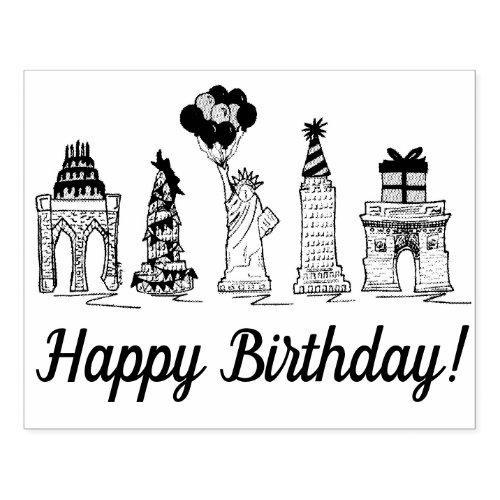 New York City NYC Landmarks Birthday Party Rubber Stamp