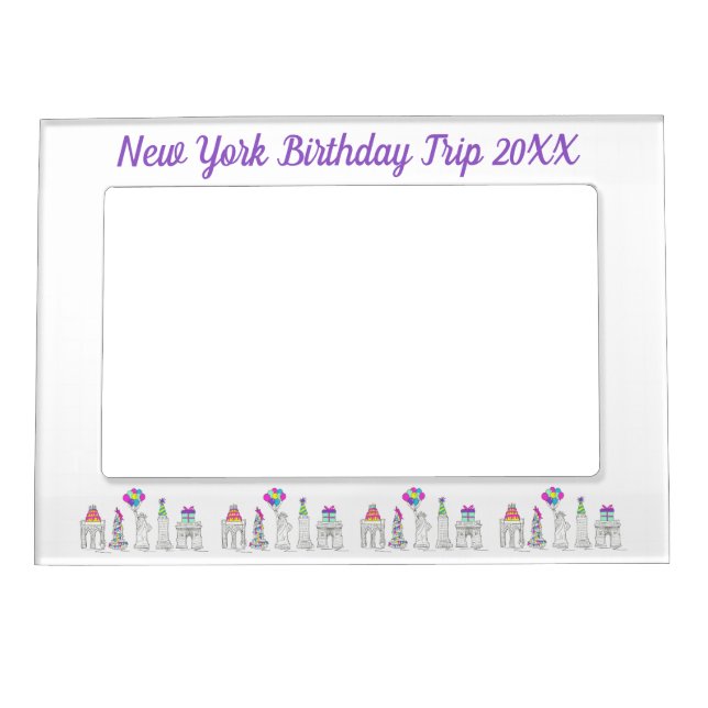 New York City NYC Landmarks Birthday Party Trip Magnetic Frame (Front)