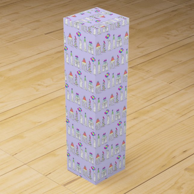 New York City NYC Landmarks Birthday Party Wine Box (Front)