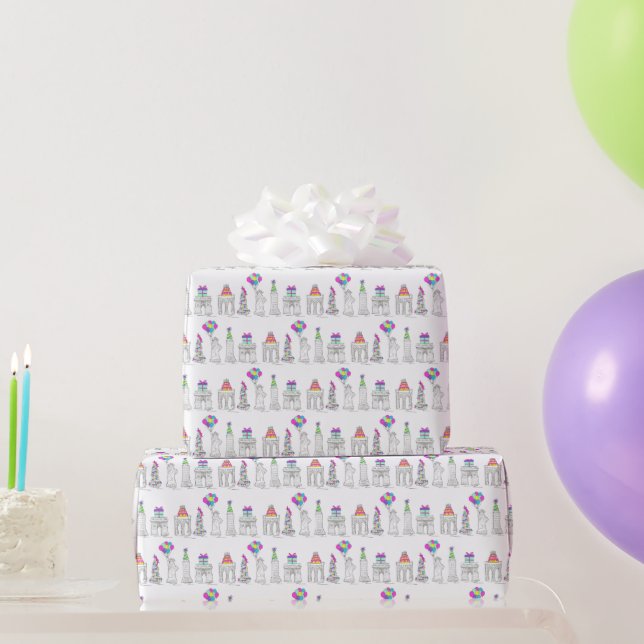 New York City NYC Landmarks Birthday Party Wrapping Paper (Party Gifts)