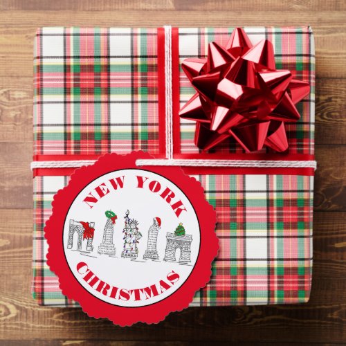 New York City NYC Landmarks Christmas Holiday Ornament Card