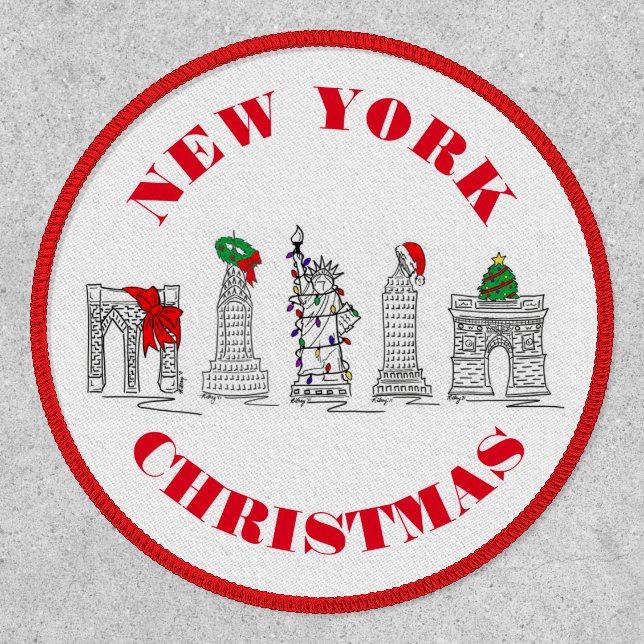 New York City NYC Landmarks Christmas Holiday Patch (Front)