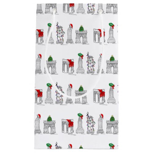 New York City NYC Landmarks Christmas Holiday Small Gift Bag