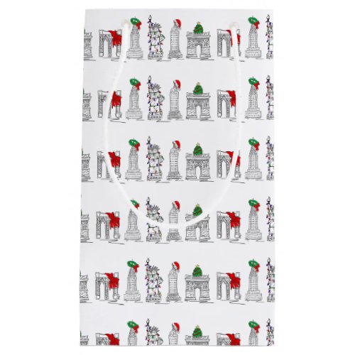 New York City NYC Landmarks Christmas Xmas Giftbag Small Gift Bag