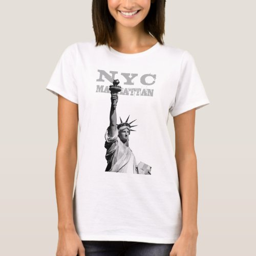 New York City Nyc Liberty Statue Manhattan Womens T_Shirt