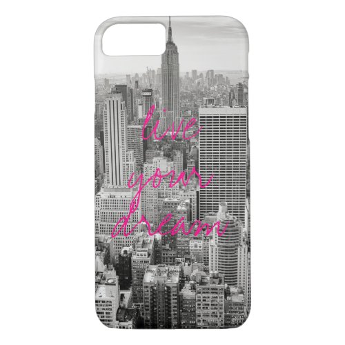New York City NYC live your dream travel hot pink iPhone 87 Case