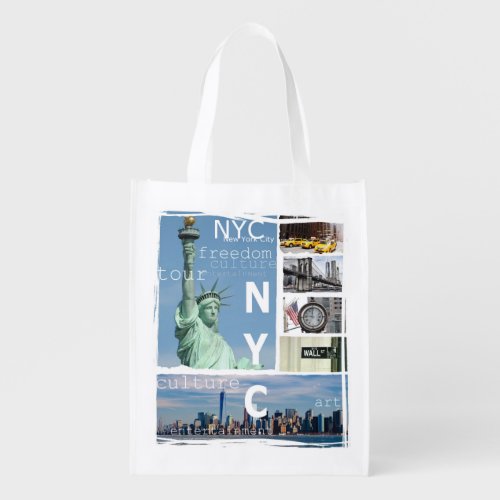 New York City Nyc Manhattan Liberty Statue Ny Grocery Bag