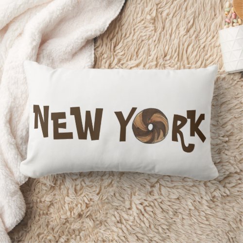 New York City NYC Marble Rye Bagel Jewish Deli Lumbar Pillow