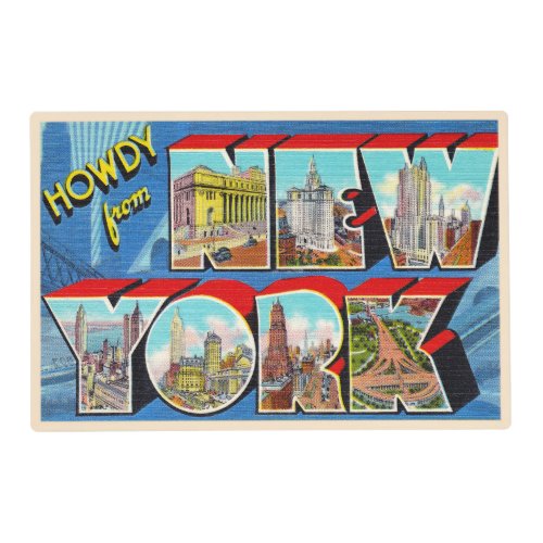 New York City NYC NY Vintage Large Letter Postcard Placemat