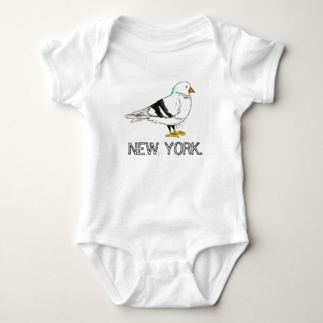 New York City NYC Pigeon Bird Baby Bodysuit (Front)