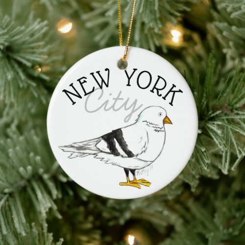 New York City NYC Pigeon Bird Seagull Ceramic Ornament
