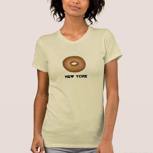 New York City NYC Plain Bagel Breakfast Food T-Shirt (Front)