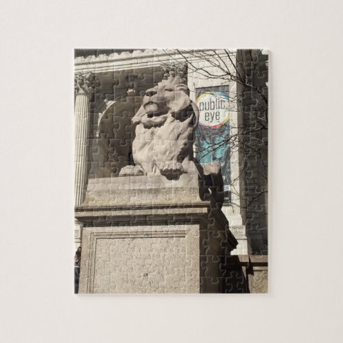 New York City NYC Public Library Lion Statue Jigsaw Puzzle