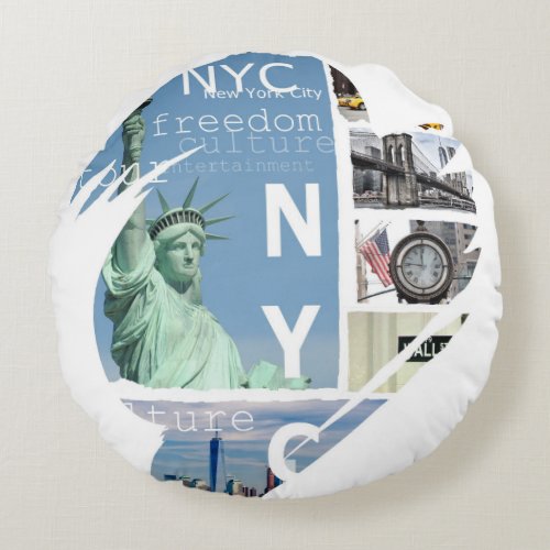 New York City Nyc Round Pillow