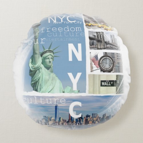 New York City Nyc Round Pillow