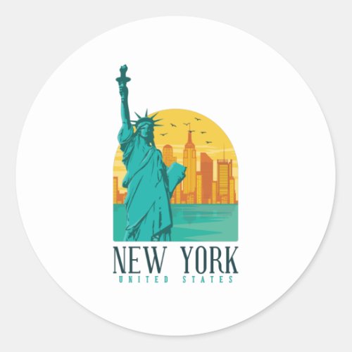 New York City NYC Skyline Classic Round Sticker