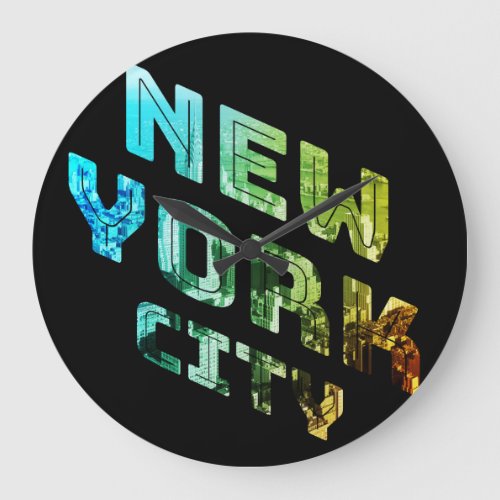 New York City NYC Skyline Downtown Manhattan Metro Large Clock