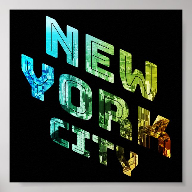 New York City NYC Skyline Downtown Manhattan Metro Poster (Front)