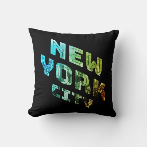 New York City NYC Skyline Downtown Manhattan Metro Throw Pillow