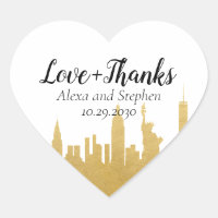 New York City NYC Skyline Gold Love and Thanks