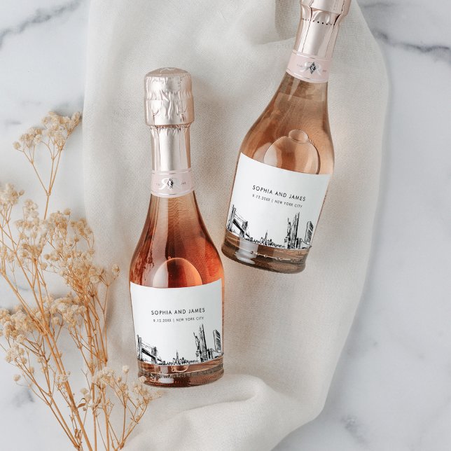 New York City NYC Skyline Mini Sparkling Wine Label (Creator Uploaded)