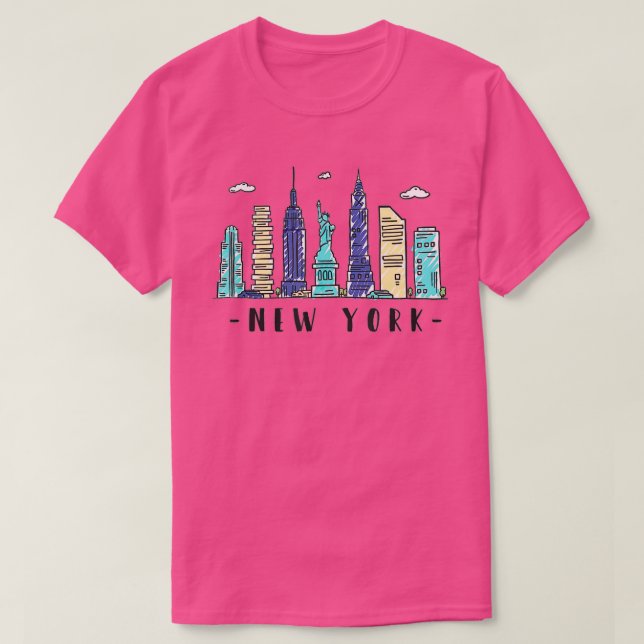 New York City NYC Skyline NY Watercolor Souvenir G T-Shirt (Design Front)