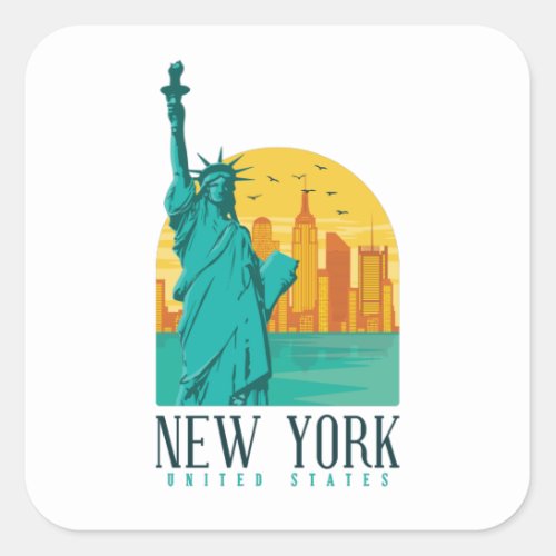 New York City NYC Skyline Square Sticker