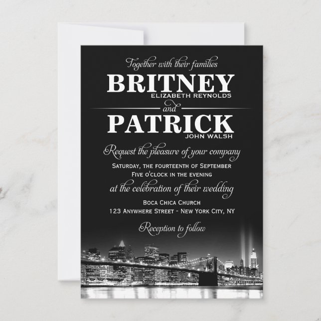 New York City NYC Skyline Wedding Invitations (Front)