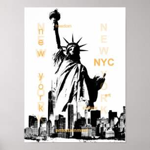 new york city nyc statue of liberty pop art poster