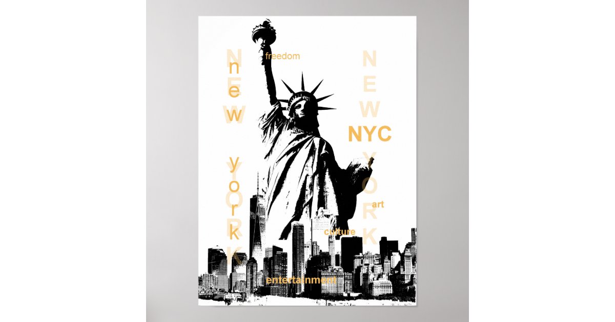 new york city nyc statue of liberty pop art poster | Zazzle