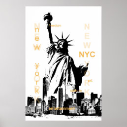 new york city nyc statue of liberty pop art poster