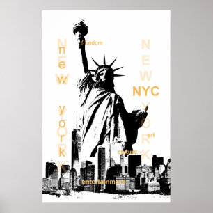 new york city nyc statue of liberty pop art poster