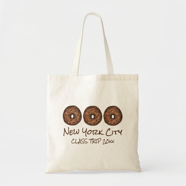 New York City NYC Trip Raisin Bagel Bagels Tote Bag (Front)