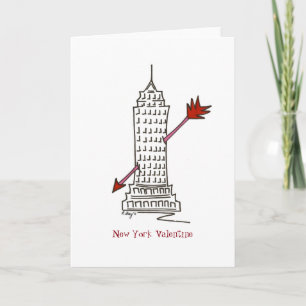 New York City NYC Valentine Skyscraper Cupid Arrow Holiday Card