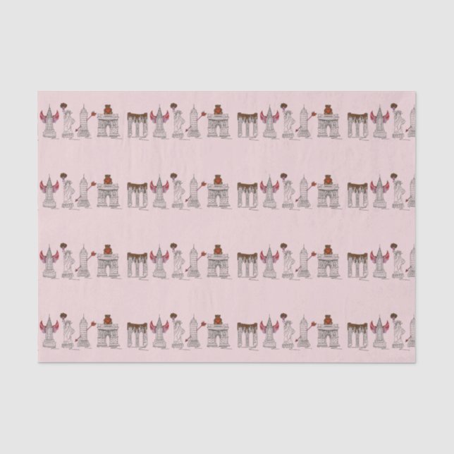 New York City NYC Valentine's Day Landmarks Tissue Paper (Front)