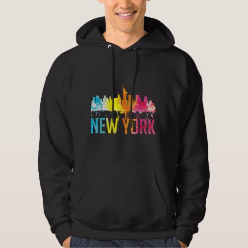 New York City NYC Watercolor Art Big Apple Skyline Hoodie