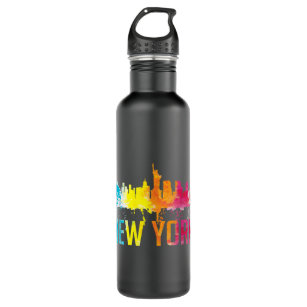New York City NYC Watercolor Art Big Apple Skyline Stainless Steel Water Bottle