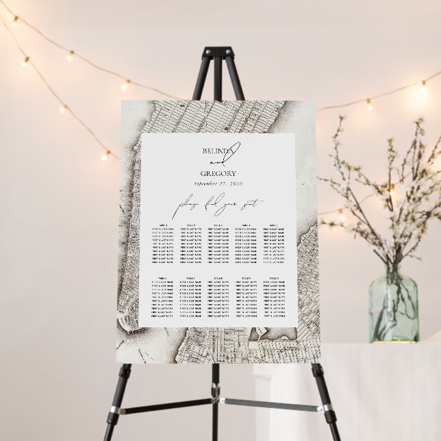 New York City NYC Wedding Seating Chart Foam Board (In Situ (Stand))