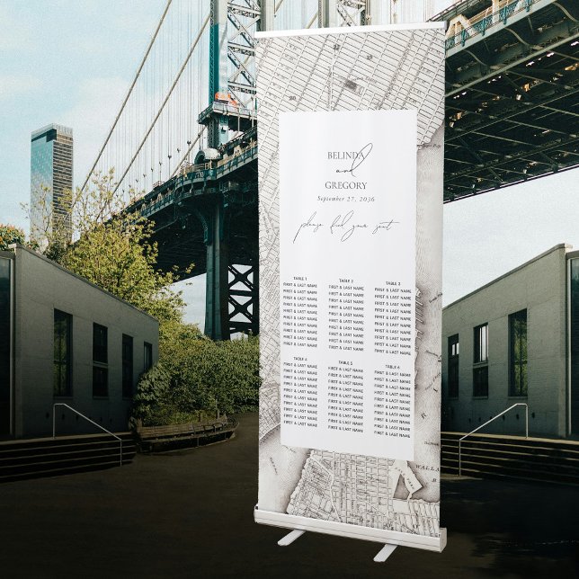 New York City NYC Wedding Seating Chart Retractable Banner (New York City NYC Wedding Seating Chart Retractable Banner)