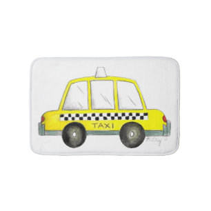 New York City NYC Yellow Checkered Taxi Cab Car Bath Mat