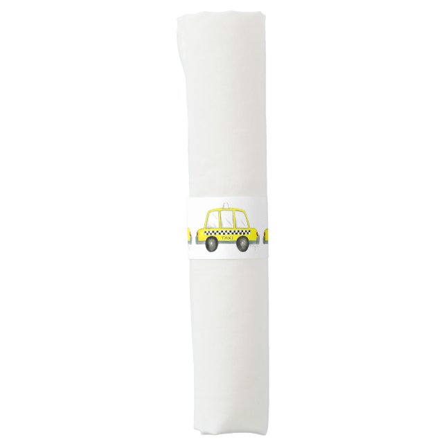 New York City NYC Yellow Checkered Taxi Cab Car Napkin Bands (Front)