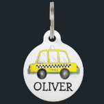 New York City NYC Yellow Checkered Taxi Cab Car Pet Name Tag<br><div class="desc">Pet tag features an original marker illustration of a yellow NYC taxi cab. Simply personalize with your pet's name and your contact information for a one-of-a-kind dog or cat tag!

Don't see what you're looking for? Need help with customization? Contact Rebecca to have something designed just for you.</div>