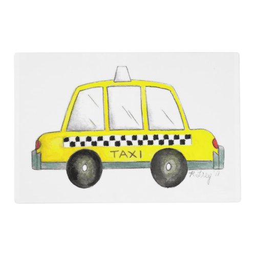 New York City NYC Yellow Checkered Taxi Cab Car Placemat