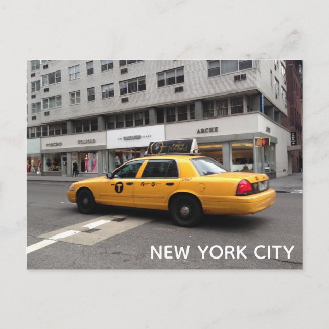 New York City NYC Yellow Checkered Taxi Cab Car Postcard (Front)