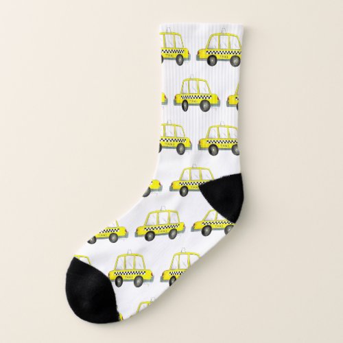 New York City NYC Yellow Checkered Taxi Cab Car Socks