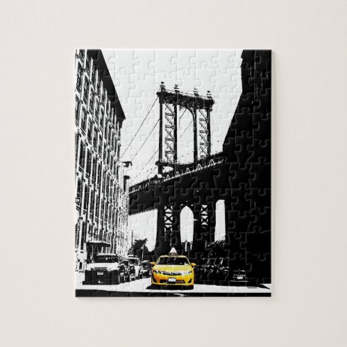 New York City Nyc Yellow Taxi Brooklyn Bridge Jigsaw Puzzle