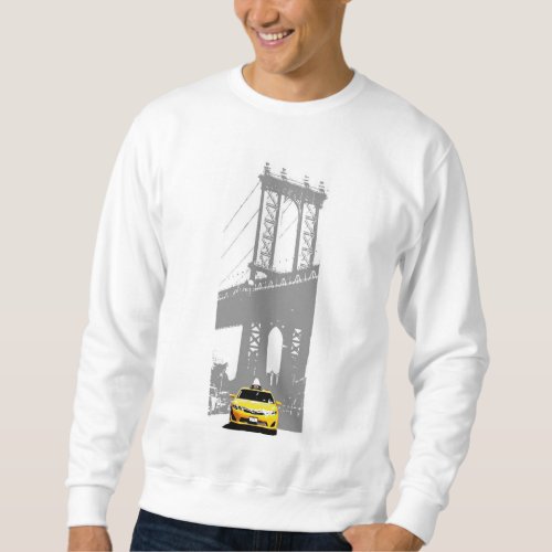 New York City Nyc Yellow Taxi Brooklyn Bridge Mens Sweatshirt