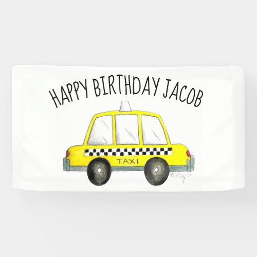 New York City NYC Yellow Taxi Cab Birthday Party Banner