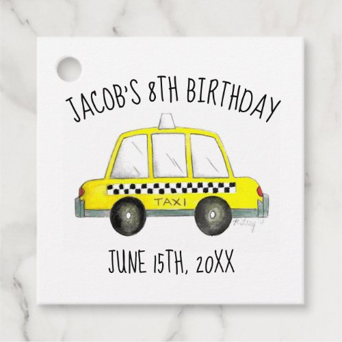 New York City NYC Yellow Taxi Cab Birthday Party Favor Tags
